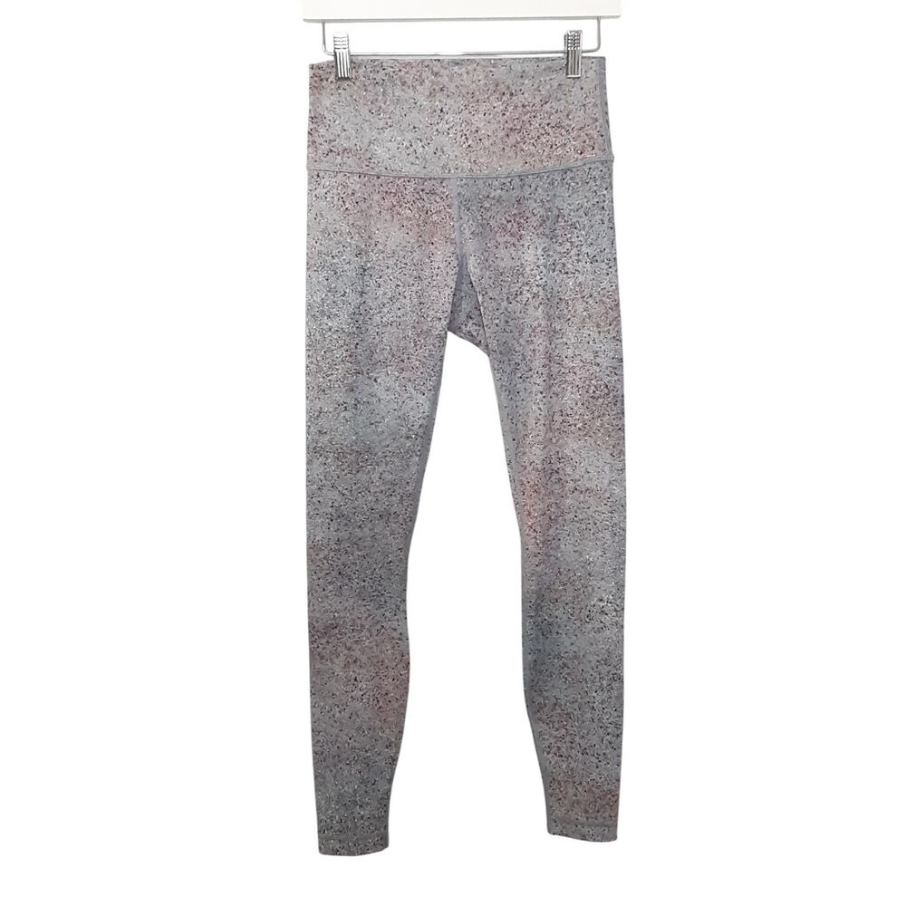 Lululemon Wunder Train High Rise Leggings 28” Gray Speckled Full Length Womens 8